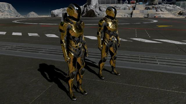 Black and Golden Starborn Spacesuit Venator для Starfield