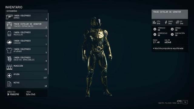 Black and Golden Starborn Spacesuit Venator для Starfield