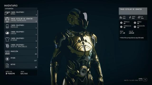 Black and Golden Starborn Spacesuit Venator для Starfield