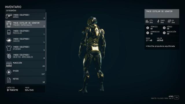 Black and Golden Starborn Spacesuit Venator для Starfield