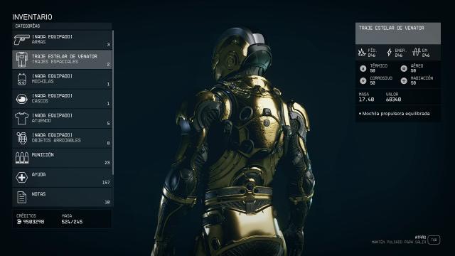 Black and Golden Starborn Spacesuit Venator для Starfield