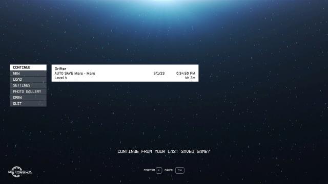 Minimalist Main Menu для Starfield