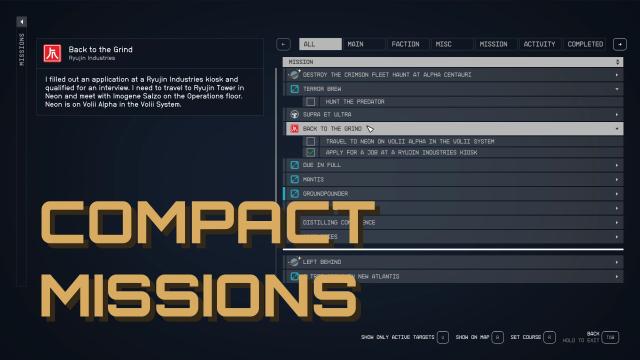 Compact Mission UI for Starfield