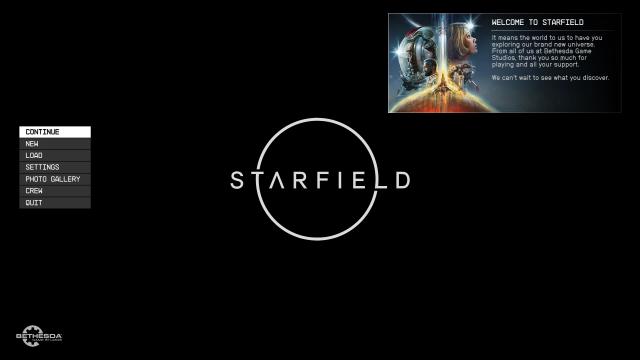 Empty Black Main Menu for Starfield