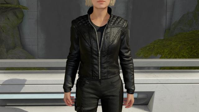 Sarah Morgan - 4k Black Leather Outfit for Starfield