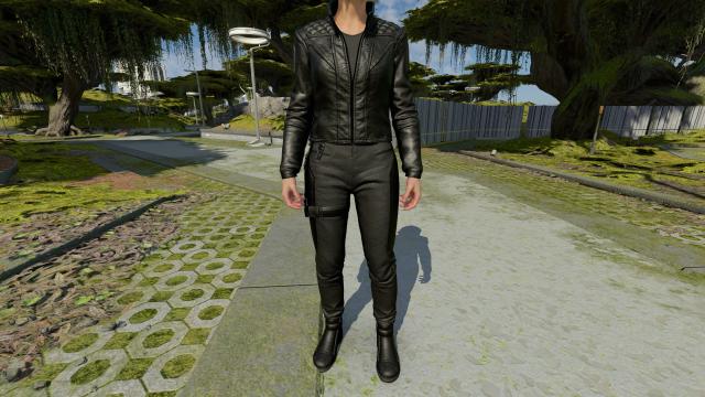 Sarah Morgan - 4k Black Leather Outfit for Starfield