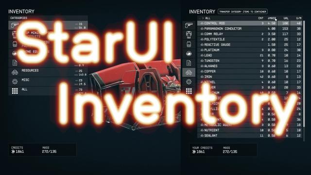 StarUI Inventory для Starfield