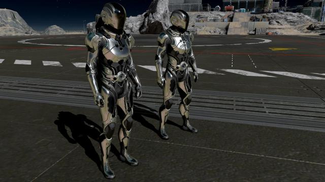 Black and Silver Starborn Spacesuit Venator для Starfield