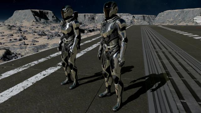 Black and Silver Starborn Spacesuit Venator для Starfield