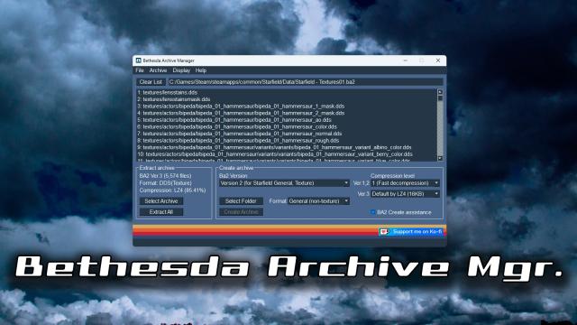 Bethesda Archive Manager - Create and extract BA2 for Starfield