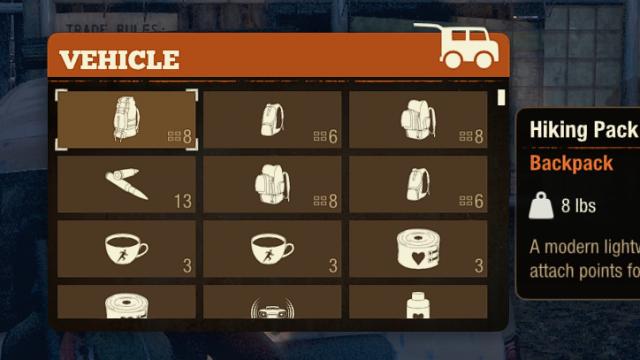 100    Vehicles have 100 inventory slots