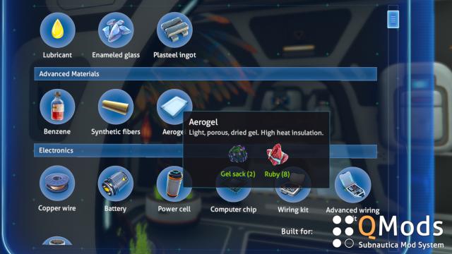 Show Available Items для Subnautica