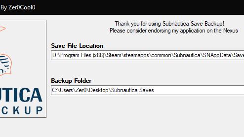 Программа для резервного копирования сохранений / Subnautica Save Backup - Revamped для Subnautica