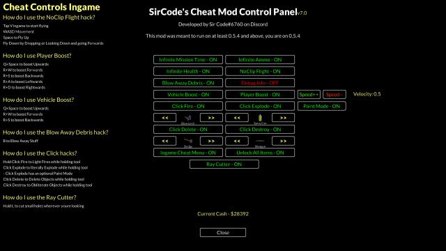 Читы для Teardown / SirCode's Cheats Mod - A simple fiddler and cheat menu для Teardown