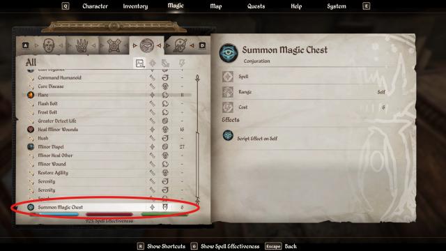Summon Magic Chest для Oblivion Remastered