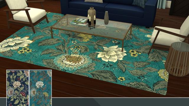 Wedgwood Passion Flower Area Rug for The Sims 4