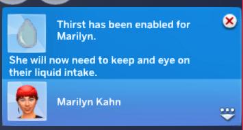 Thirsty (Gameplay Mod) for The Sims 4