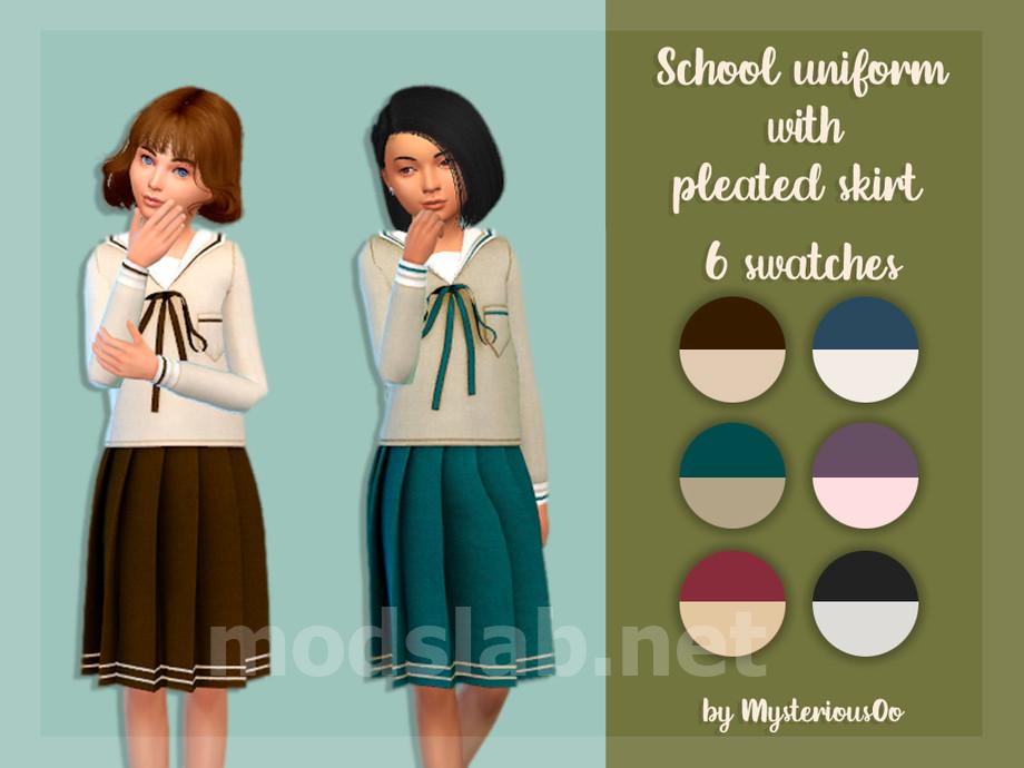 Download School uniform with pleated skirt for The Sims 4