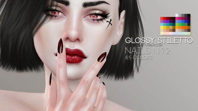 Glossy Stiletto Nails N12