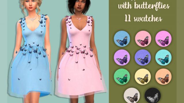 Chiffon dress with butterflies