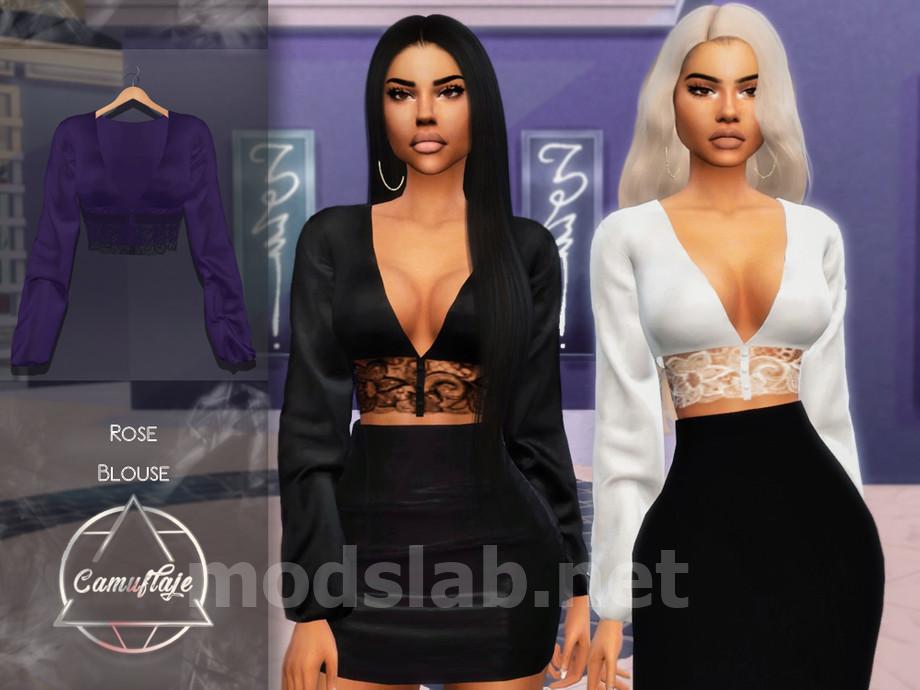 Download Camuflaje - Rose (Blouse) for The Sims 4