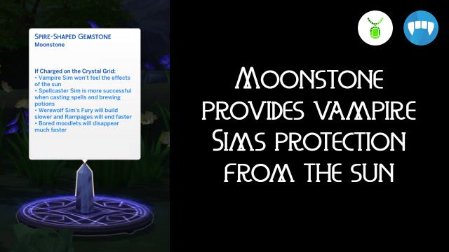 Moonstone provides vampire Sims protection from the sun для The Sims 4