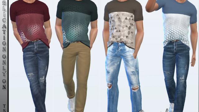 Men's T-shirt tucked for The Sims 4