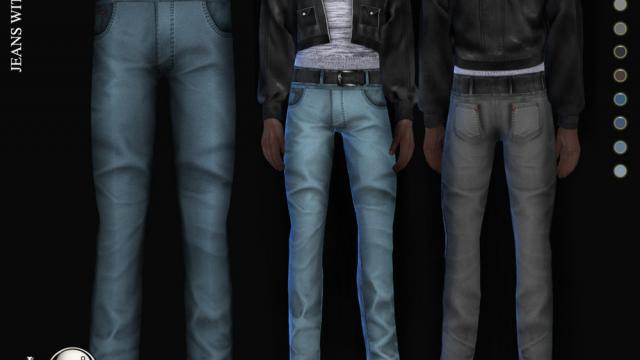 Tino jeans with belt for The Sims 4