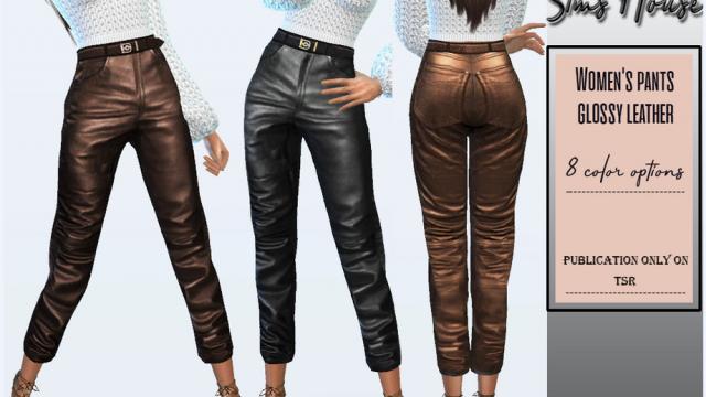 Women's pants glossy leather