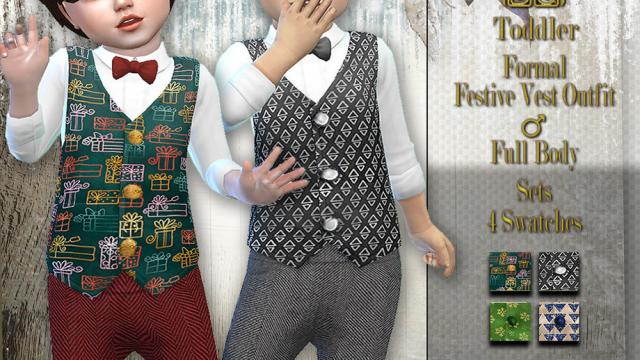 Toodler Festive Vest - Needs SP Toddler for The Sims 4