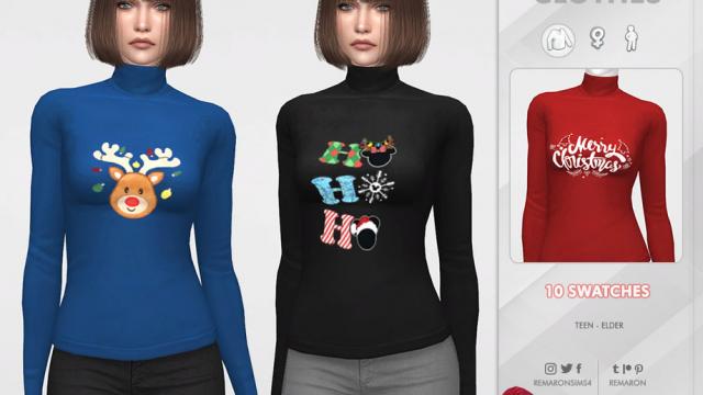 Christmas Sweater For Women 01 for The Sims 4