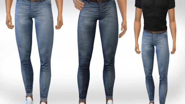 Male Sims Skinny Fit Jeans with Belt