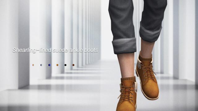 Jius-Men's shearling-lined suede ankle boots для The Sims 4