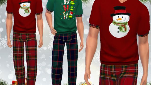 Male Sims Xmas Plaid Pajamas