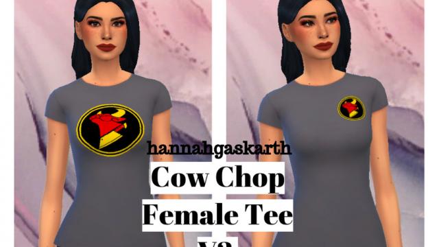 Cow Chop Basic Tees for The Sims 4