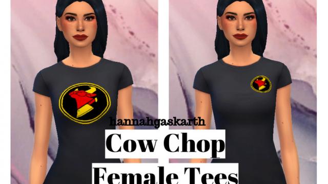 Cow Chop Basic Tees for The Sims 4