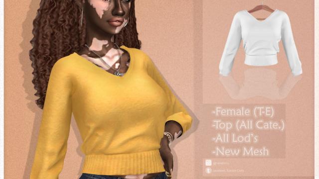 JavaSims- Balloon Sleeve Sweater for The Sims 4