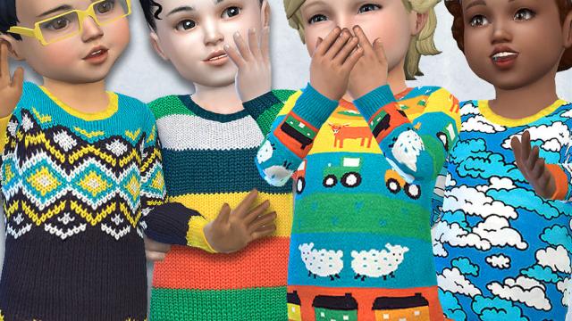 Toddler Colorful Sweater for The Sims 4