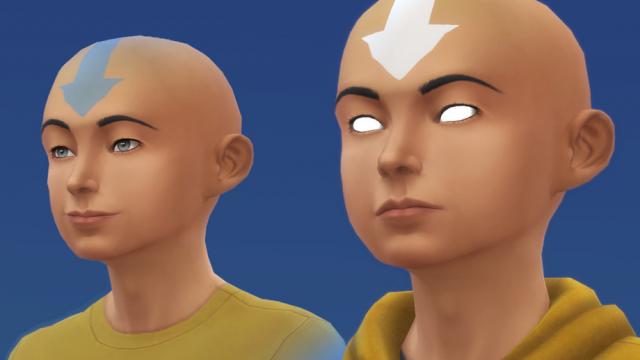 Avatar Aang's Airbender tattoos and scars for The Sims 4