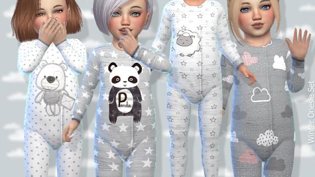 Toddler Winter Onesie Set for The Sims 4