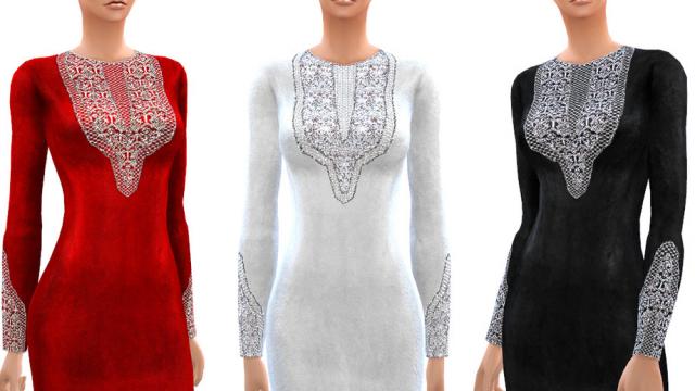 Holiday Wonderland - Embroidered Velvet Dress