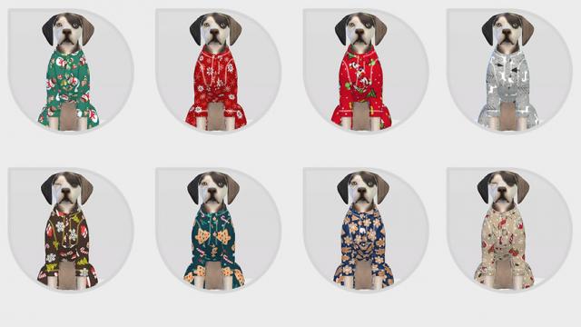 Holiday Wonderland - Jumpsuits for Small Dogs 01 for The Sims 4