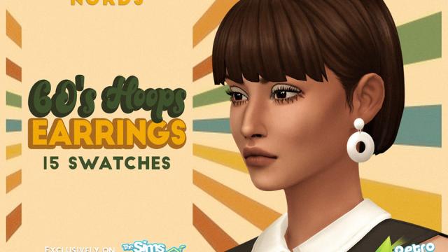 Retro ReBOOT - 60's Hoops Earrings для The Sims 4