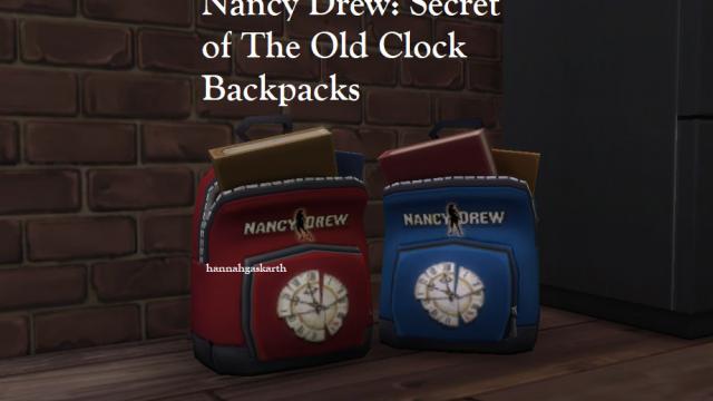 Nancy Drew: Secret of The Old Clock Backpack Decor for The Sims 4