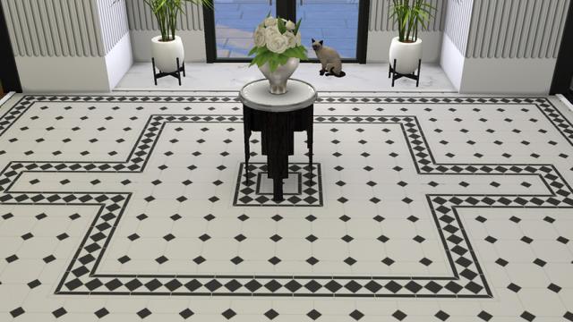 PUZZLE FLOOR - Classic Edwardian tiles with Border for The Sims 4