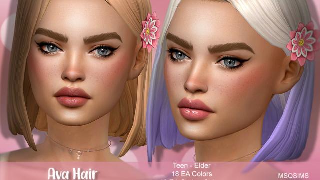 Ava Hair для The Sims 4