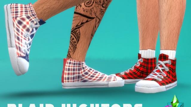 SimmieV Plaid Hightops for The Sims 4