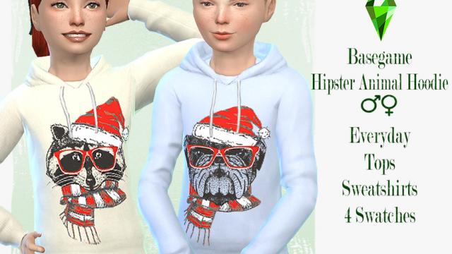 Christmas Hipster Animal Hoodie