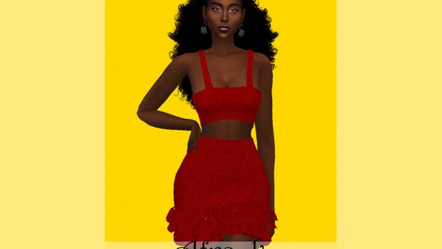 Afra-k Mina Ruffle Outfit for The Sims 4