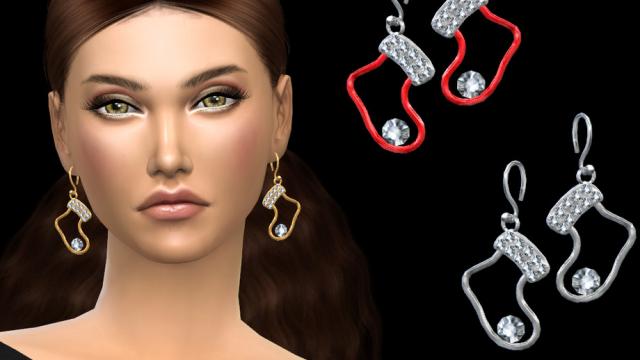 NataliS_Christmas socks earrings for The Sims 4